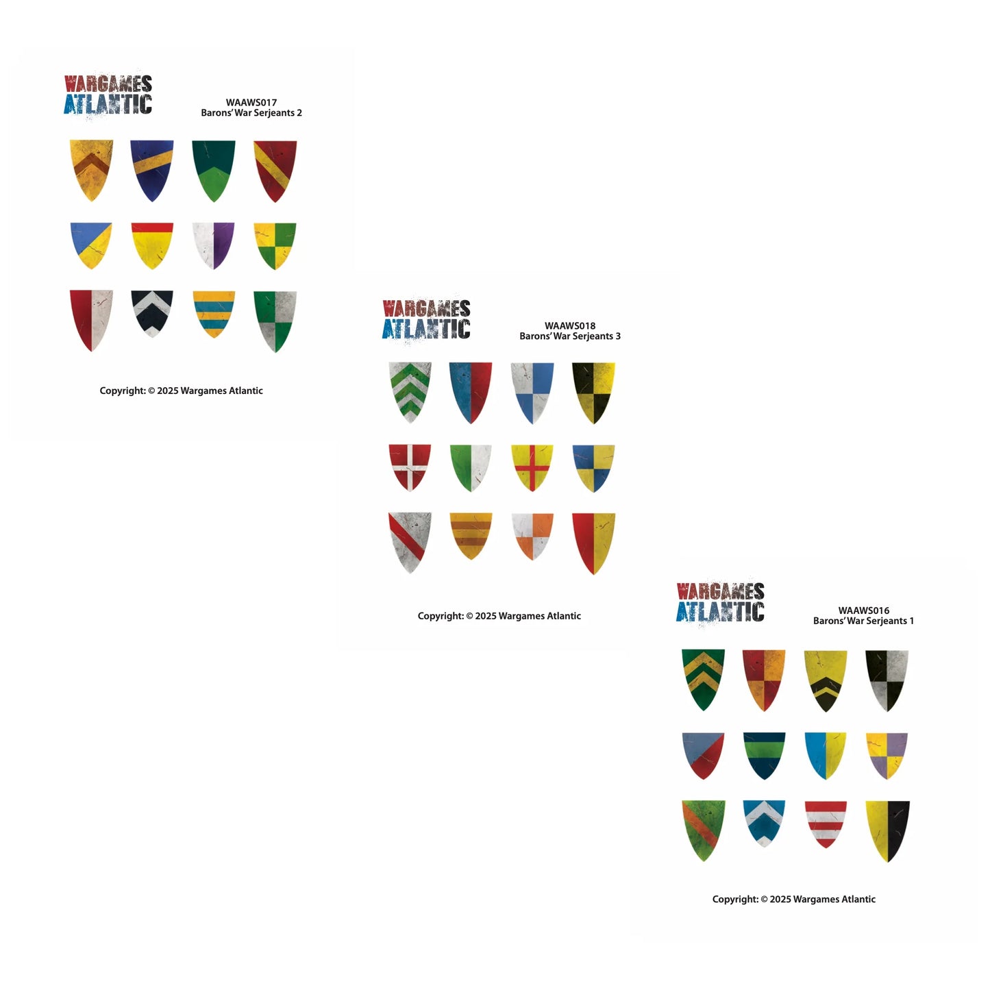 Wargames Atlantic Barons War Shield Decals Serjeants 01